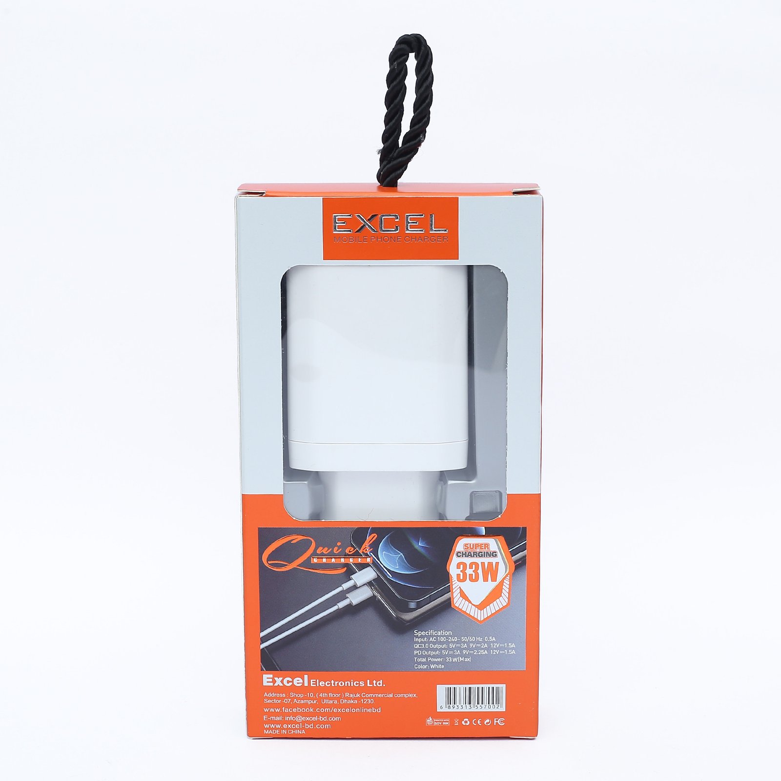 Excel E130 PD 33W High Quality Type-C fast charger with cable